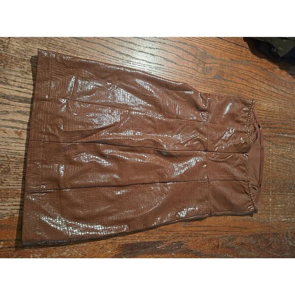Forever 21 Brown Polyurethane Mini Dress Women Small Sleeveless Rear Zip Club - Picture 3 of 3
